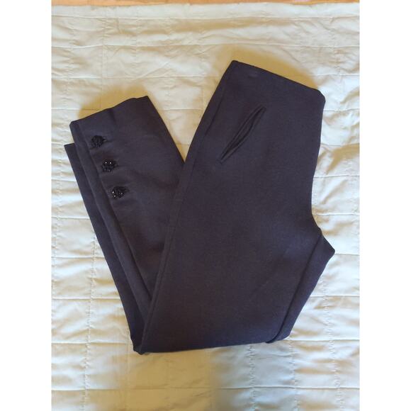 Chicos Women Sz 0 XS Gray Black Button Detail Ankle Pull On Pants Elastic waist - Picture 6 of 8